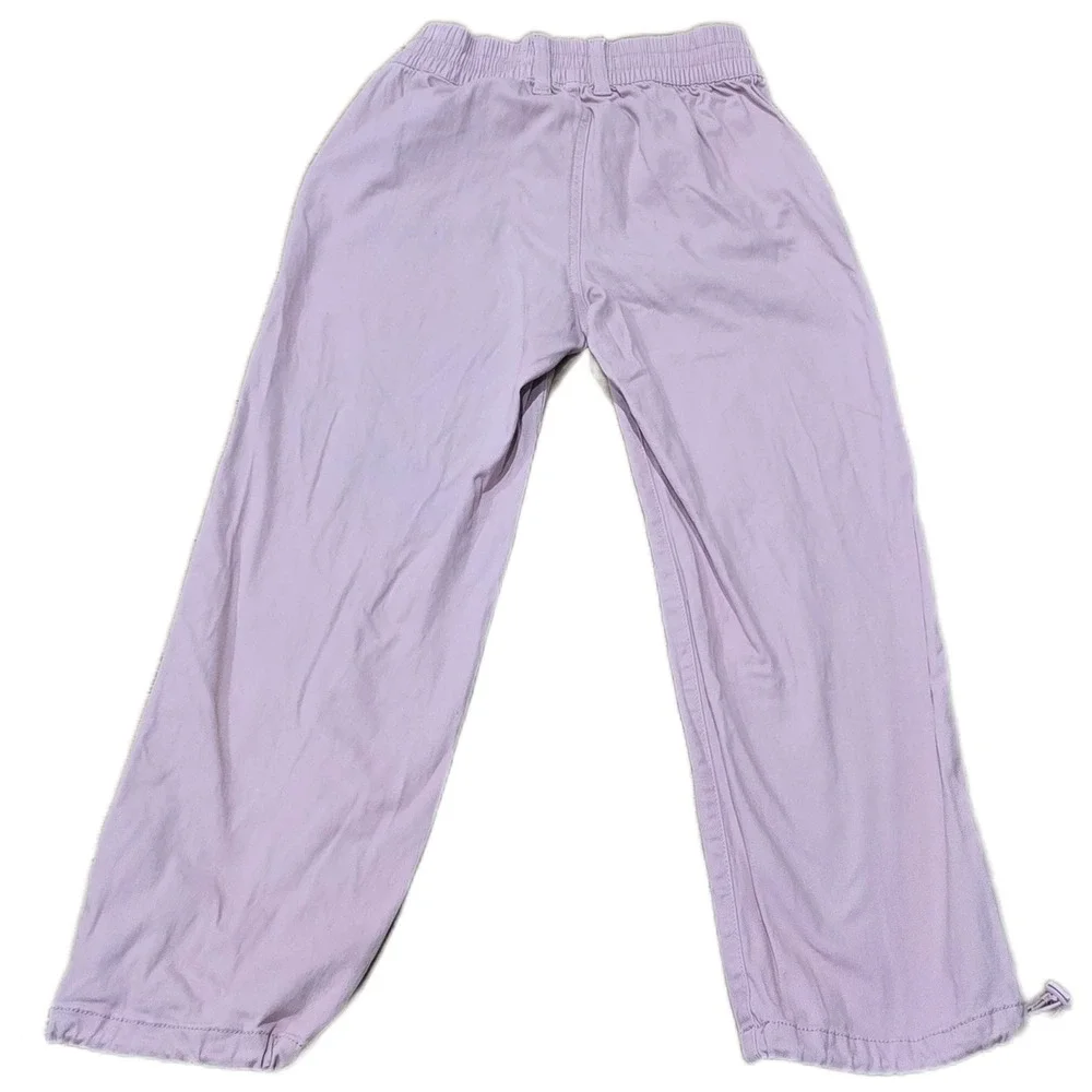 Celebrity Pink Mauve Wide Leg Cargo Pants Elastic Waist Toggle Hem Grunge Size S
